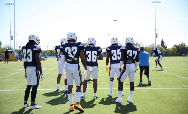 Los Angeles Chargers Safety Group During 2019 Training Camp. Photo Credit: Ryan Dyrud | Sports Al Dente