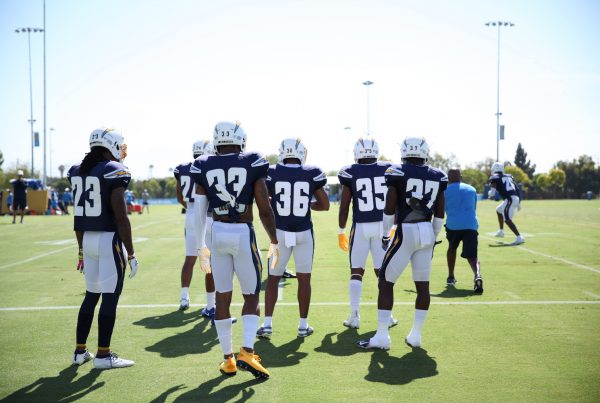 Los Angeles Chargers Safety Group During 2019 Training Camp. Photo Credit: Ryan Dyrud | Sports Al Dente