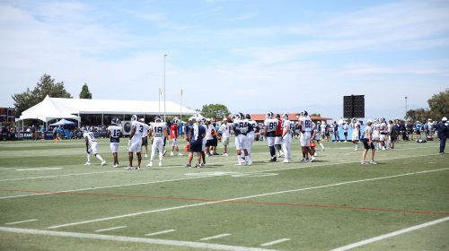 LA Rams Receivers And Tight Ends Run Drills During Training Camp. Photo Credit: Ryan Dyrud | Sports Al Dente