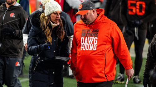 Former Cleveland Browns Head Coach Freddie Kitchens And Reporter Erin Andrews. Photo Credit: Erik Drost | Under Creative Commons License