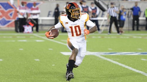 HOUSTON, TX - FEBRUARY 8: LA Wildcats wide receiver Kermit Whitfield (10) runs with the ball against the Houston Roughnecks on February 8, 2020 at TDECU Stadium in Houston, Texas. (Photo by Thomas Campbell/XFL)