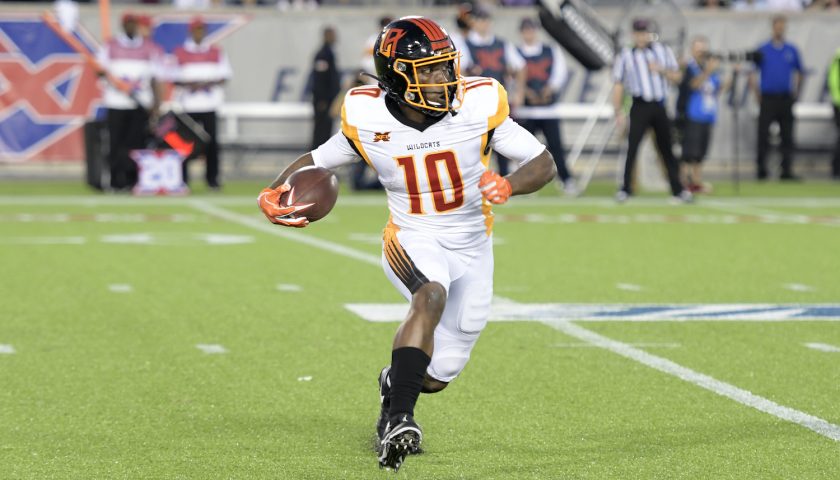 HOUSTON, TX - FEBRUARY 8: LA Wildcats wide receiver Kermit Whitfield (10) runs with the ball against the Houston Roughnecks on February 8, 2020 at TDECU Stadium in Houston, Texas. (Photo by Thomas Campbell/XFL)