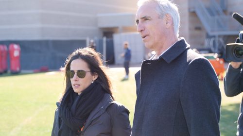 Los Angeles Wildcats President Heather Brooks Karatz with XFL Commissioner Oliver Luck. Photo Credit: XFL Wildcats B-Roll