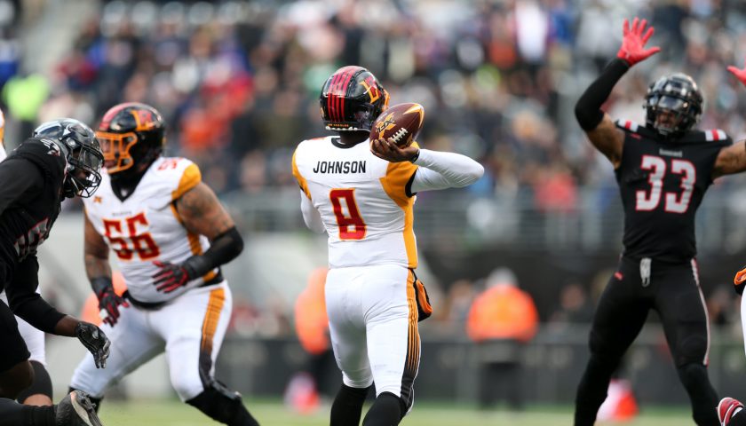 EAST RUTHERFORD, NJ - FEBRUARY 29: Josh Johnson #8 of the LA Wildcats passes the ball during the XFL game against the New York Guardians at MetLife Stadium on February 29, 2020 in East Rutherford, New Jersey. (Photo by Rob Tringali/XFL via Getty Images)