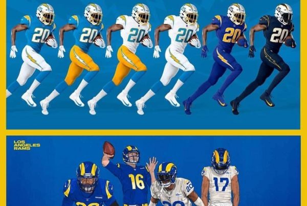 Rams And Chargers Uniforms. Photo Credit: Los Angeles Rams And Los Angeles Chargers