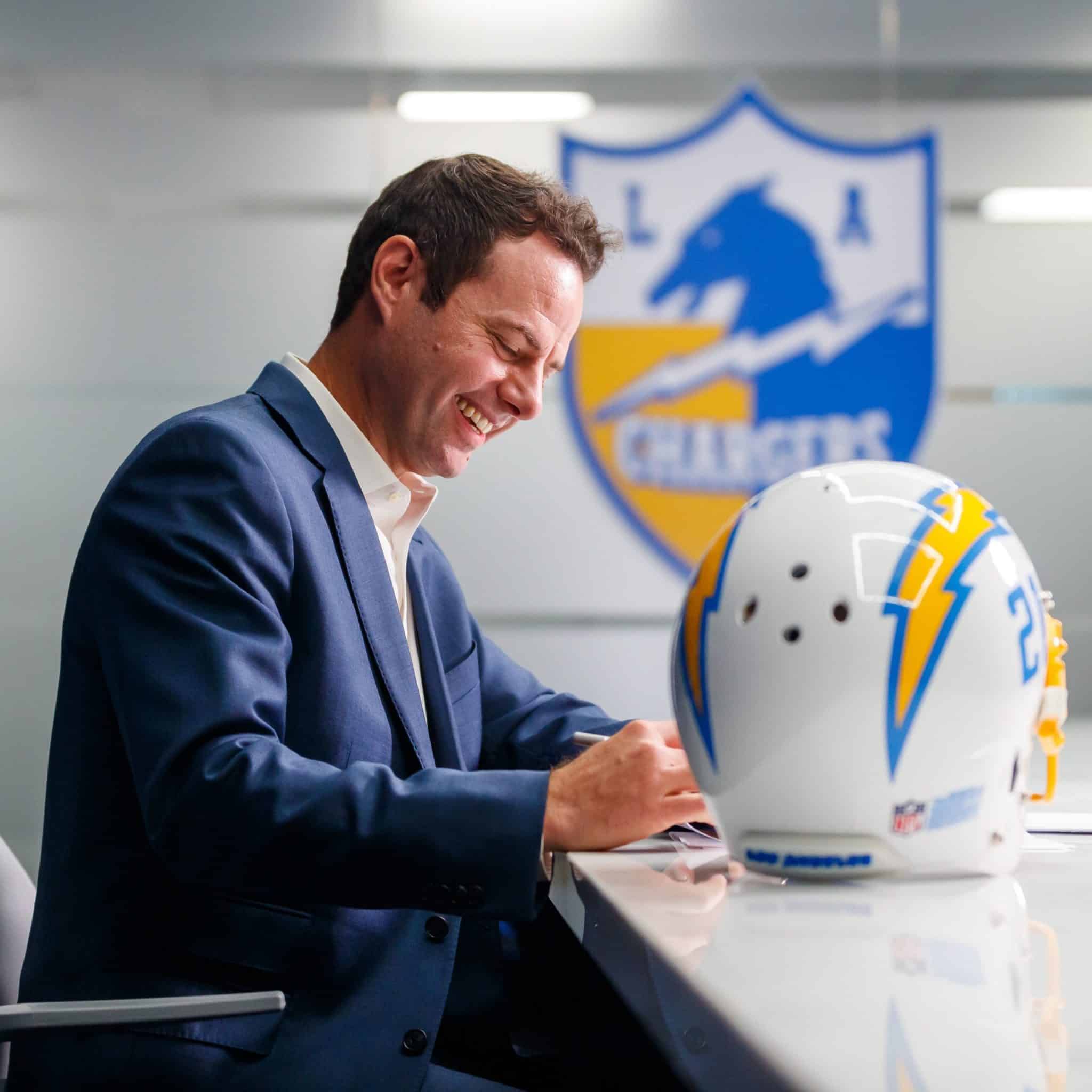 Ty Nowell captures a moment from Brandon Staley's first day in the Chargers facility.