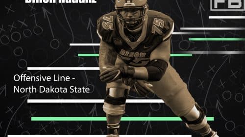 North Dakota State Offensive Lineman Dillon Radunz. Photo Credit: USA Today | LAFB Network Graphic