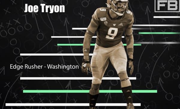 Washington Edge Rusher Joe Tryon. Photo Credit: Alika Jenner | Getty Images | LAFB Network Graphic
