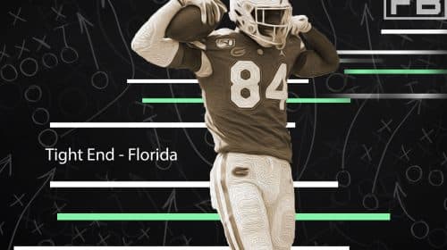All-32 Team NFL Mock Draft 2.0 8 Florida Tight End Kyle Pitts. Photo Credit: Oil Klement | USA Today Sports | LAFB Network Graphic.