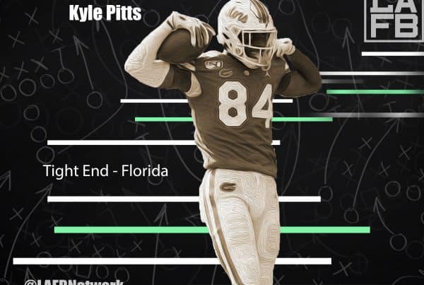 Florida Tight End Kyle Pitts. Photo Credit: Oil Klement | USA Today Sports | LAFB Network Graphic.