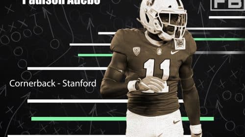 Stanford Cornerback Paulson Adebo. LAFB Network Graphic.