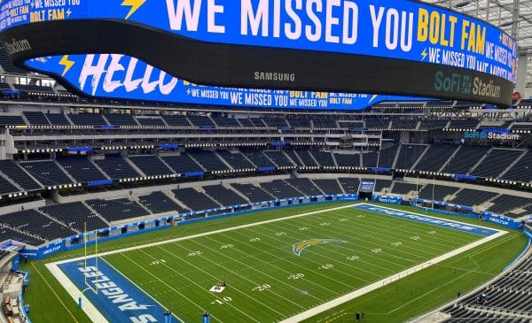 Los Angeles Chargers Home Field At SoFi Stadium. Photo Credit: Dan Wolkenstein | Chargers Unleashed Podcast | LAFB Network