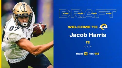 Los Angeles Rams Tight End / Wide Receiver Jacob Harris. Photo Credit: Los Angeles Rams Team Site