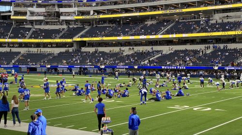 The Los Angeles Rams Warmup During Open Practice At SoFi Stadium. Photo Credit: Ryan Dyrud | LAFB Network