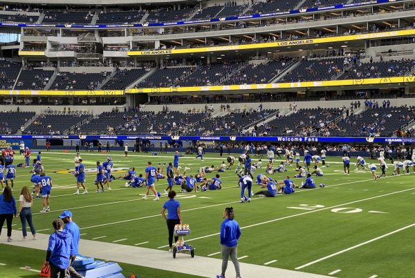 The Los Angeles Rams Warmup During Open Practice At SoFi Stadium. Photo Credit: Ryan Dyrud | LAFB Network
