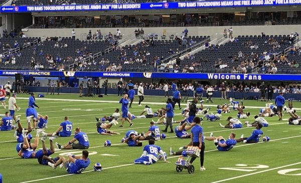 Los Angeles Players Stretching At Fans Open Practice. Photo Credit: Ryan Dyrud | LAFB Network
