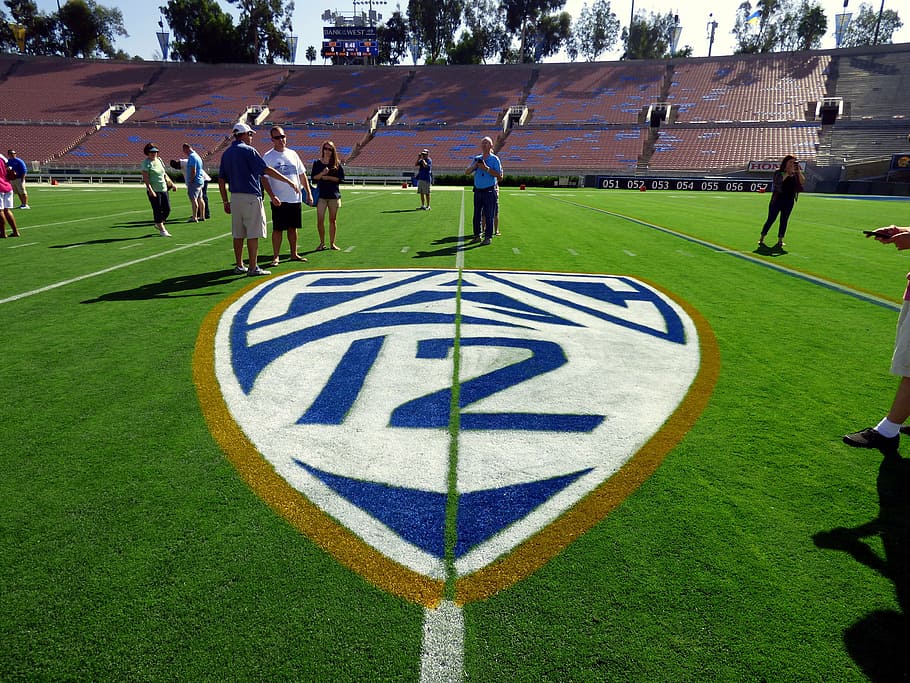 The PAC12 Logo On The Field Of The Rose Bowl. Photo Credit: PXFuel
