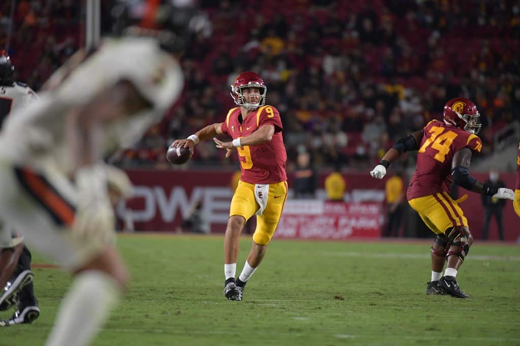 USC Trojans Quarterback Kedon Slovis. Photo Credit: USC Athletics