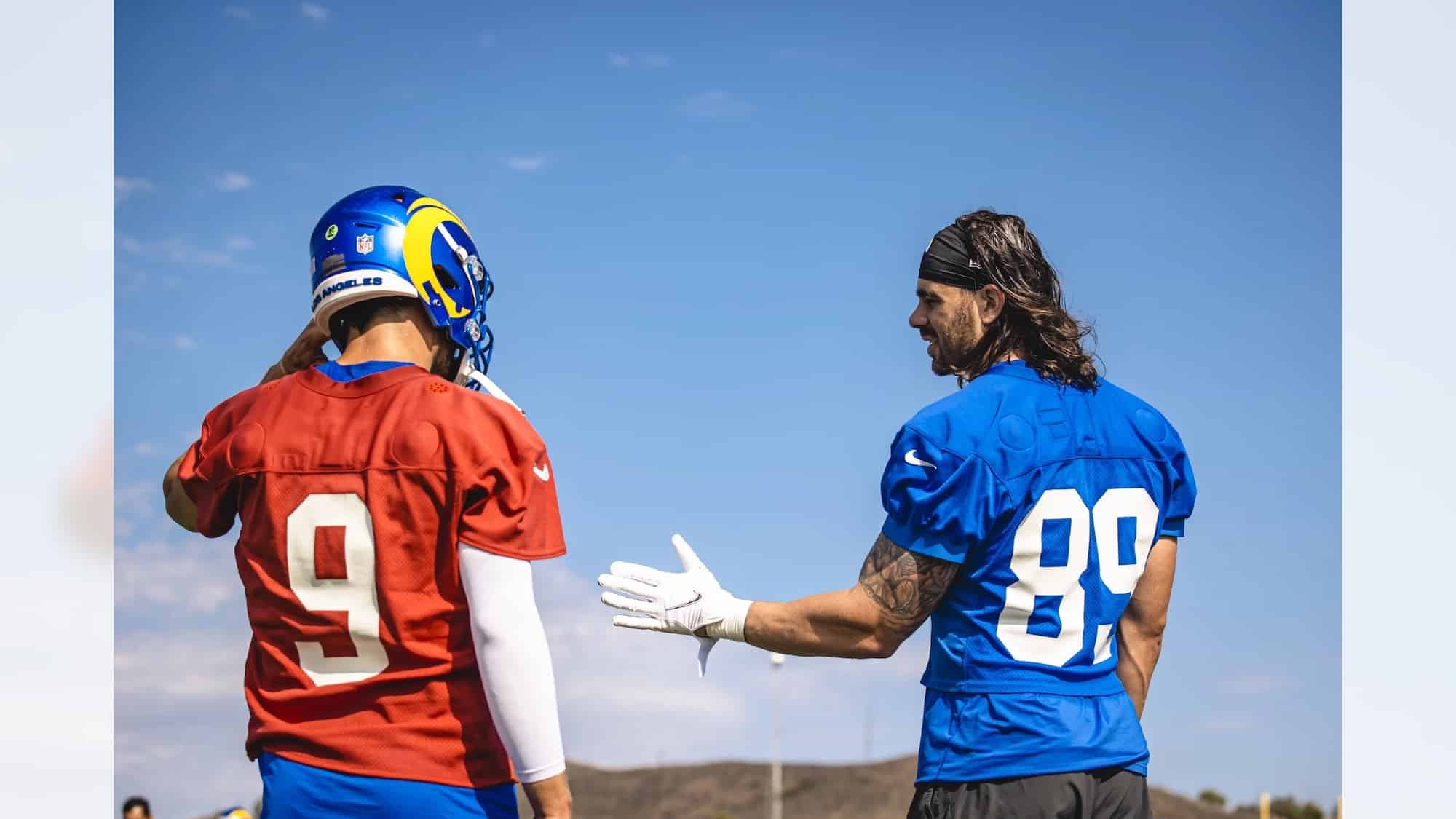 Los Angeles Rams Quarterback Matthew Stafford And Tight End Tyler Higbee. Photo Credit: Brevin Townsell | LA Rams