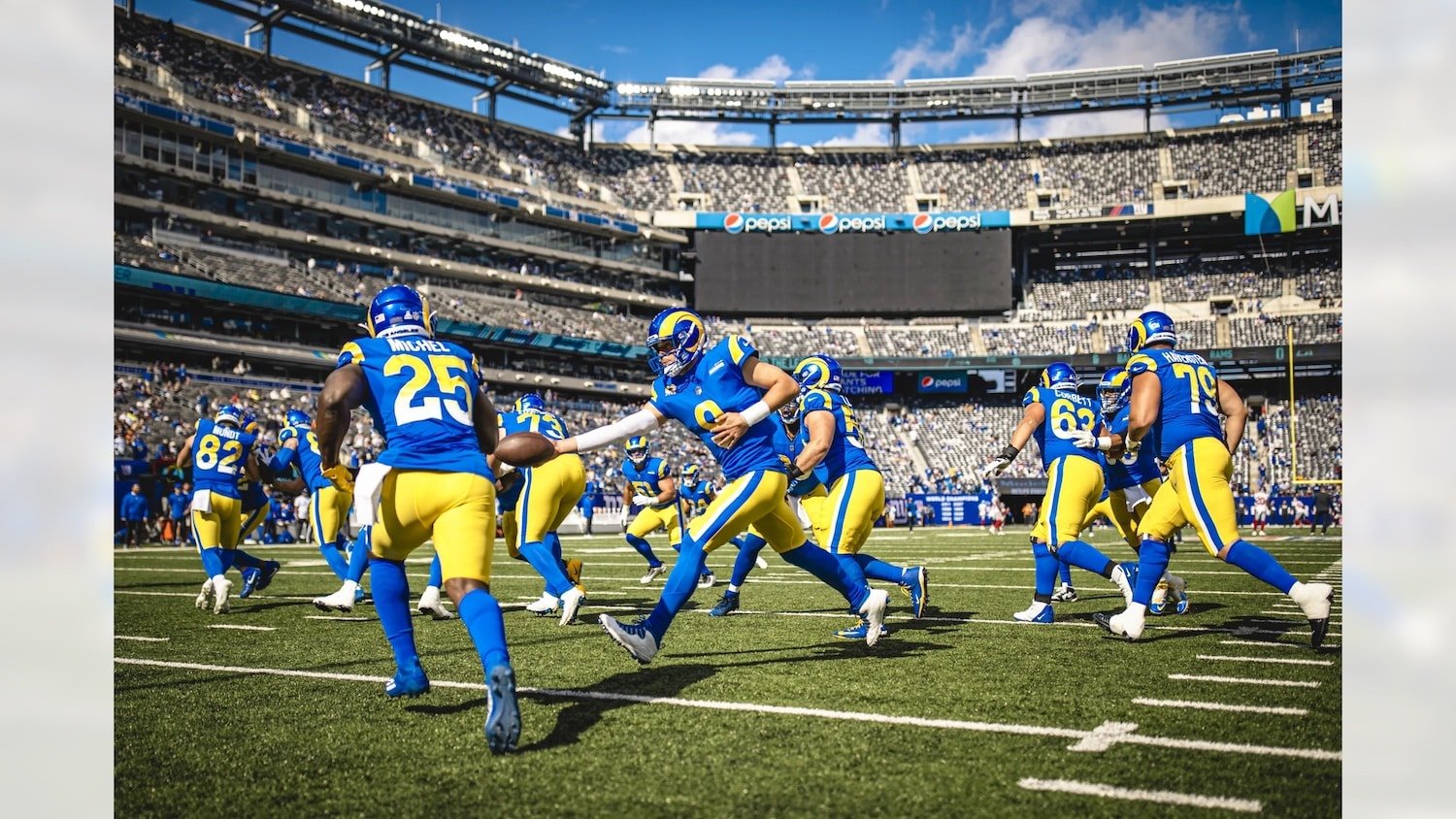 Los Angeles Rams Warmup At MetLife Stadium To Face The New York Giants. Photo Credit: Brevin Townsell | LA Rams