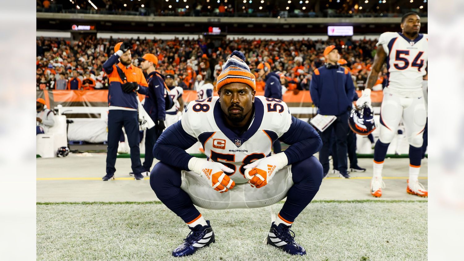 Former Denver Broncos Edge Rusher Von Miller Before Facing The Cleveland Browns. Photo Credit: Gabriel Christus | Denver Broncos