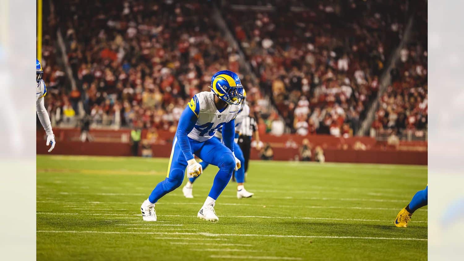 Los Angeles Rams Linebacker Von Miller Faces Off Against The San Francisco 49ers. Photo Credit: Brevin Townsell | LA Rams