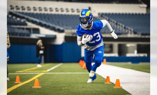 Los Angeles Rams Running Back Cam Akers. Photo Credit: Brevin Townsell | LA Rams