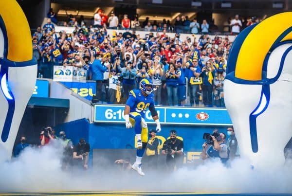Aaron Donald Running Out Of The Tunnel At SoFi Stadium. Photo Credit: Brevin Townsell | LA Rams