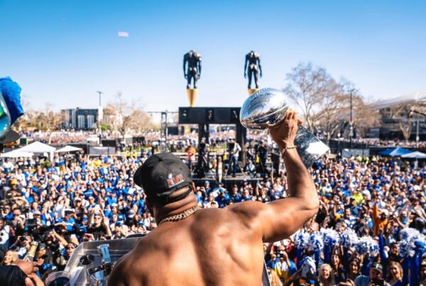 Aaron Donald At The Rams Super Bowl Parade In Los Angeles. Run It Back. Photo Credit: Brevin Townsell | LA Rams