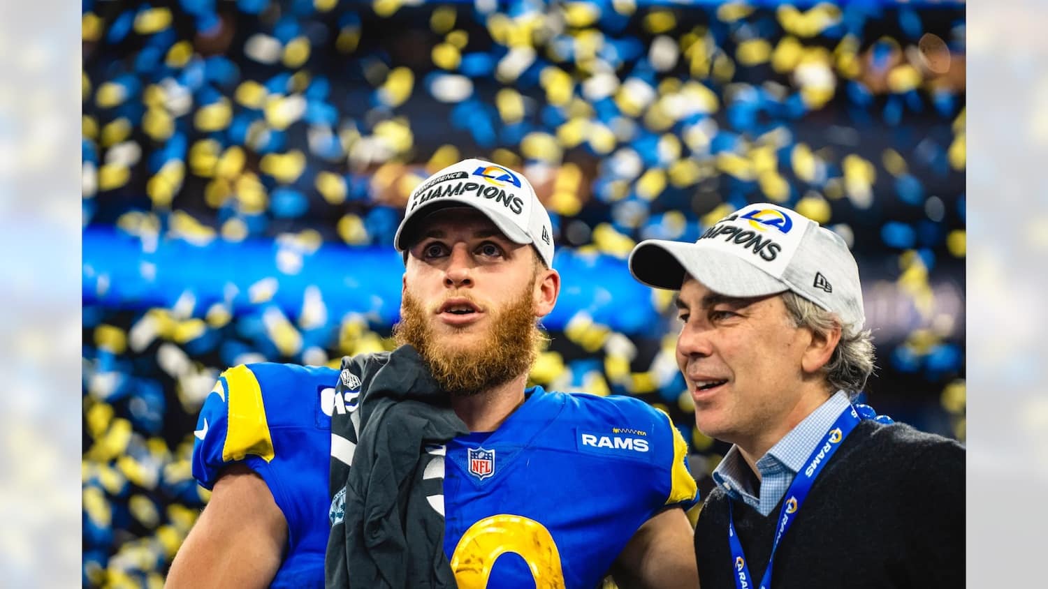 Los Angeles Rams Cooper Kupp And COO Kevin Demoff. Photo Credit: Brevin Townsell | LA Rams