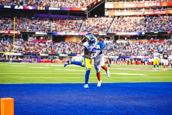 Odell Beckham Jr. Catches A Touchdown Pass In Super Bowl LVI. Photo Credit: Jeff Lewis | LA Rams