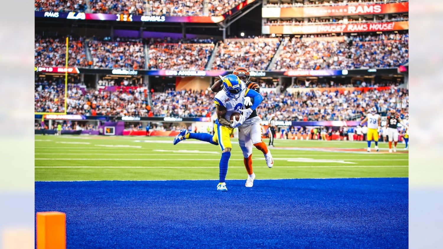 Odell Beckham Jr. Catches A Touchdown Pass In Super Bowl LVI. Photo Credit: Jeff Lewis | LA Rams