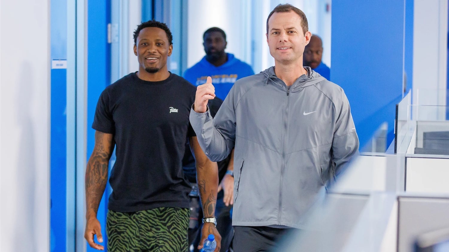 Chargers Free Agency Dilemma: What Happens At Right Tackle? 3 JC Jackson Meets Brandon Staley And Signs His Contract With The Los Angeles Chargers. Photo Credit: Ty Nowell | Los Angeles Chargers | Chargers Free Agency