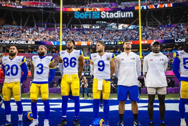 Los Angeles Rams Quarterback Matthew Stafford With Teammates At Super Bowl LVI. Photo Credit: Los Angeles Rams 2022