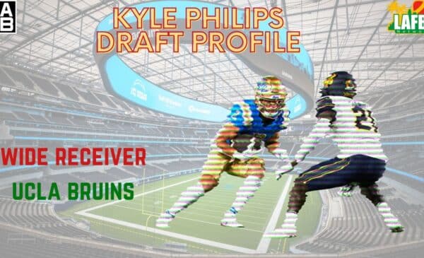 NFL Draft Prospect Kyle Philips. LAFB Network Graphic | Original Photo: Don Liebig | ASUCLA