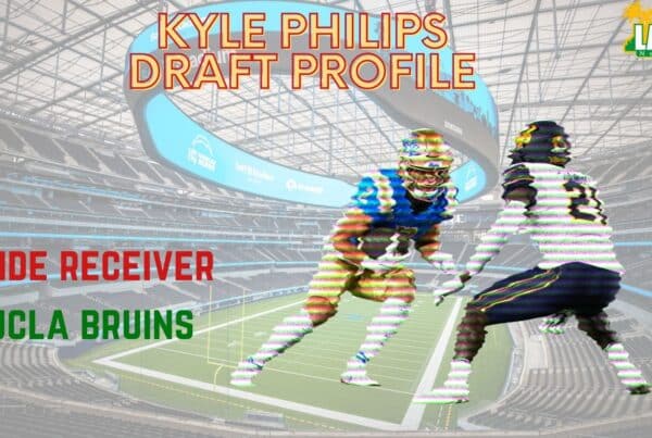 NFL Draft Prospect Kyle Philips. LAFB Network Graphic | Original Photo: Don Liebig | ASUCLA