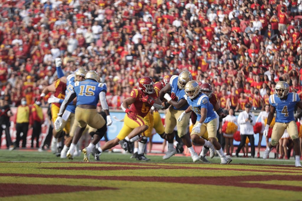 The UCLA Bruins Take On The USC Trojans In The LA Memorial Coliseum In 2021. Photo Credit: John McGillen | USC Athletics