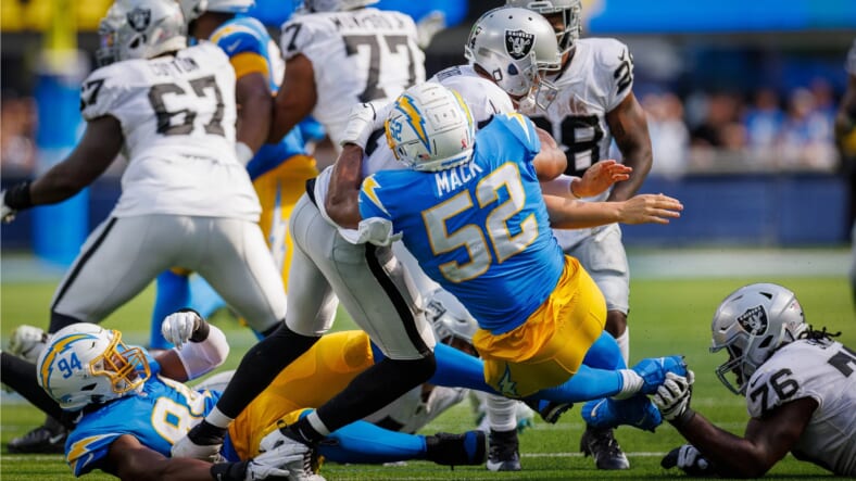 Chargers Edge Rusher Khalil Mack Compiled Three Sacks Against The Raiders Photo Credit: Mike Nowak | LA Chargers