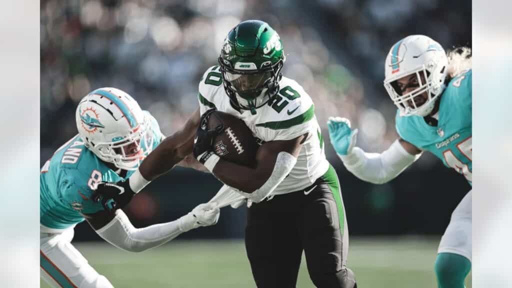 Fantasy Football Week 6 DFS Optimal Lineup 3 Make Breece Hall Your Daily Fantasy Football Bellcow Photo Credit: NewYorkJets.com
