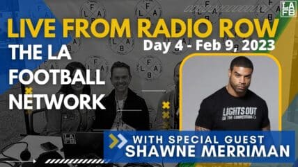 Los Angeles Chargers legend, Shawne Merriman, stops by the LAFB Network to chat about why he likes Brandon Staley, new Offensive Coordinator Kellen Moore, and Lights Out XF.