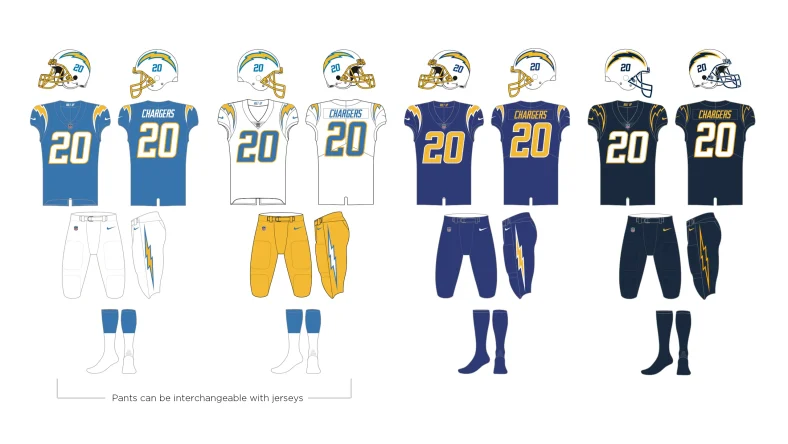 los angeles chargers uniforms