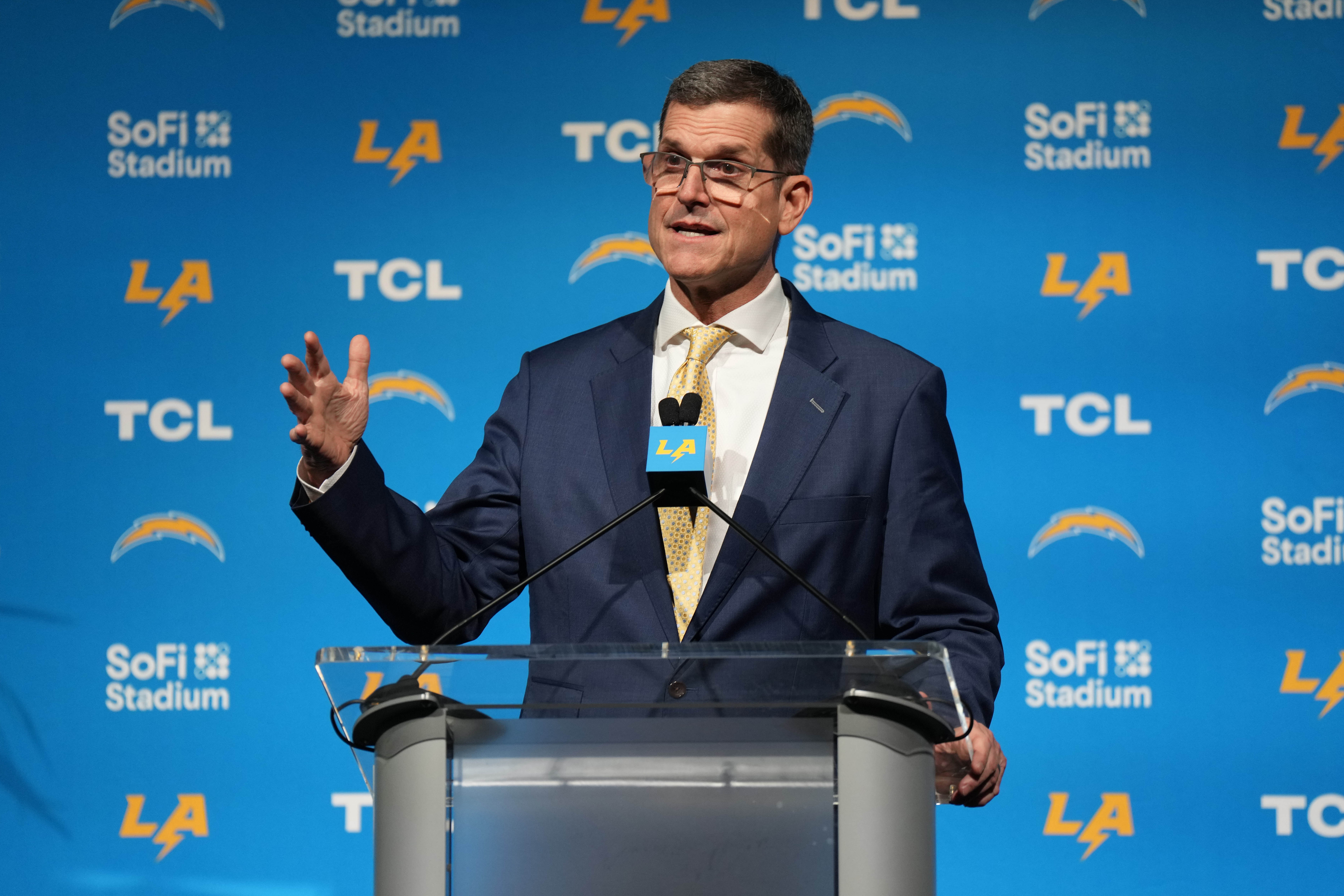 Los Angeles Chargers Urged by NFL Analyst to Target Offensive Tackle at No. 5 Overall 5 NFL: Los Angeles Chargers-Head Coach Jim Harbaugh Introductory Press Conference