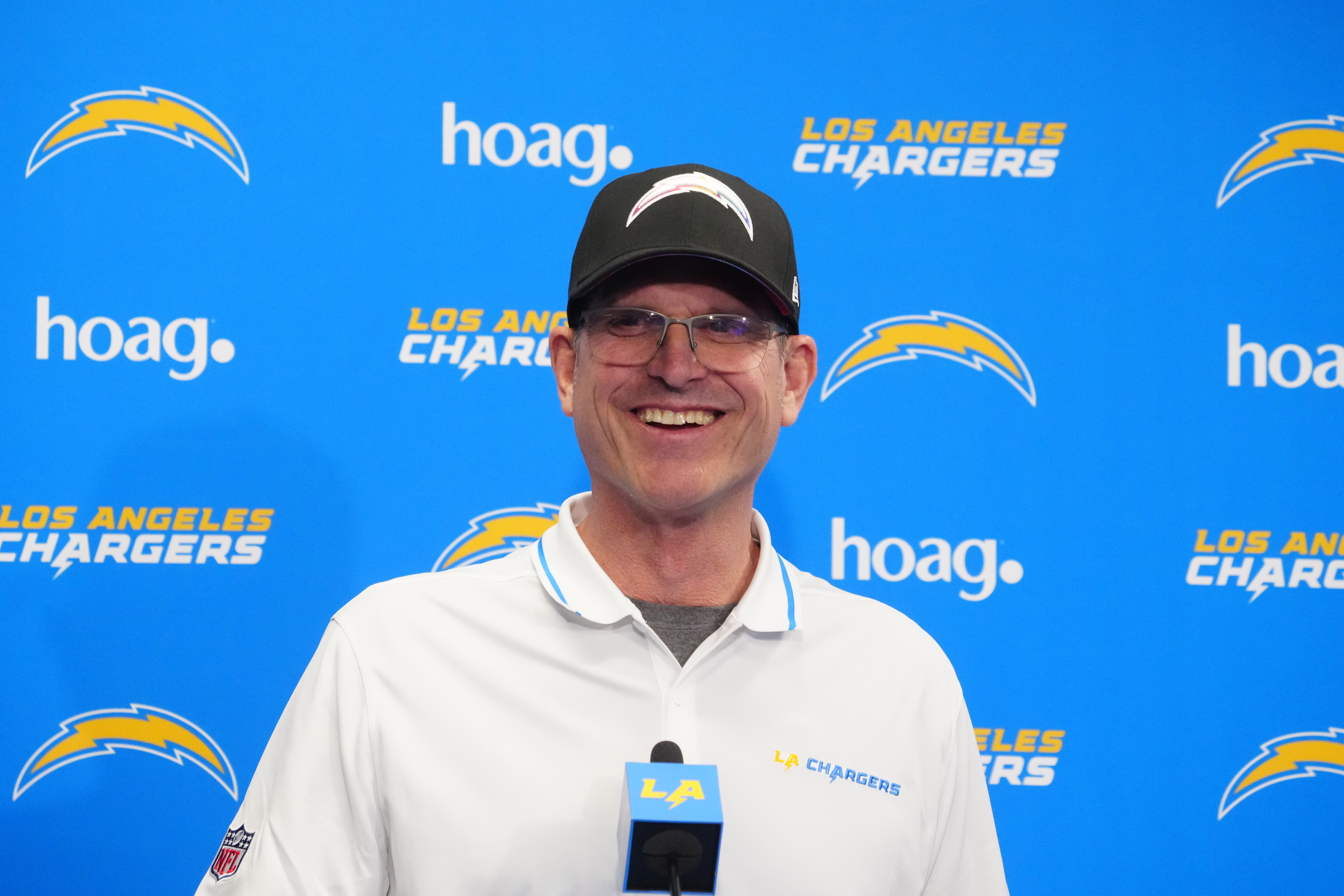 Jim Harbaugh Provides Odd Response When Asked About Los Angeles Chargers Wide Receiver Position 3 Jim Harbaugh press conference, Los Angeles Chargers