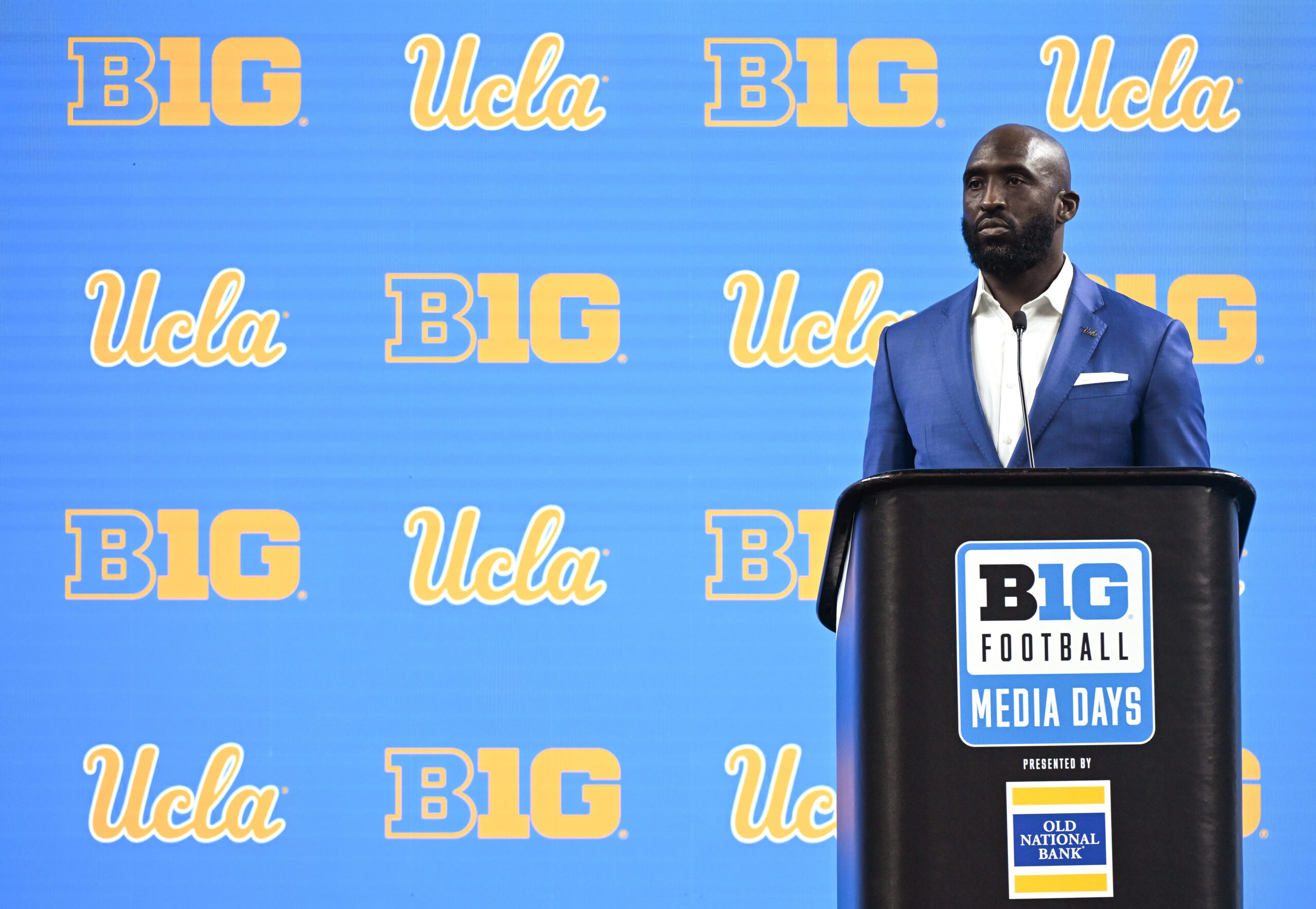 UCLA Bruins Head Coach DeShaun Foster Must Walk The Walk And Talk The Talk 3 NCAA Football: Big Ten Football Media Days | UCLA Bruins Head Coach DeShaun Foster