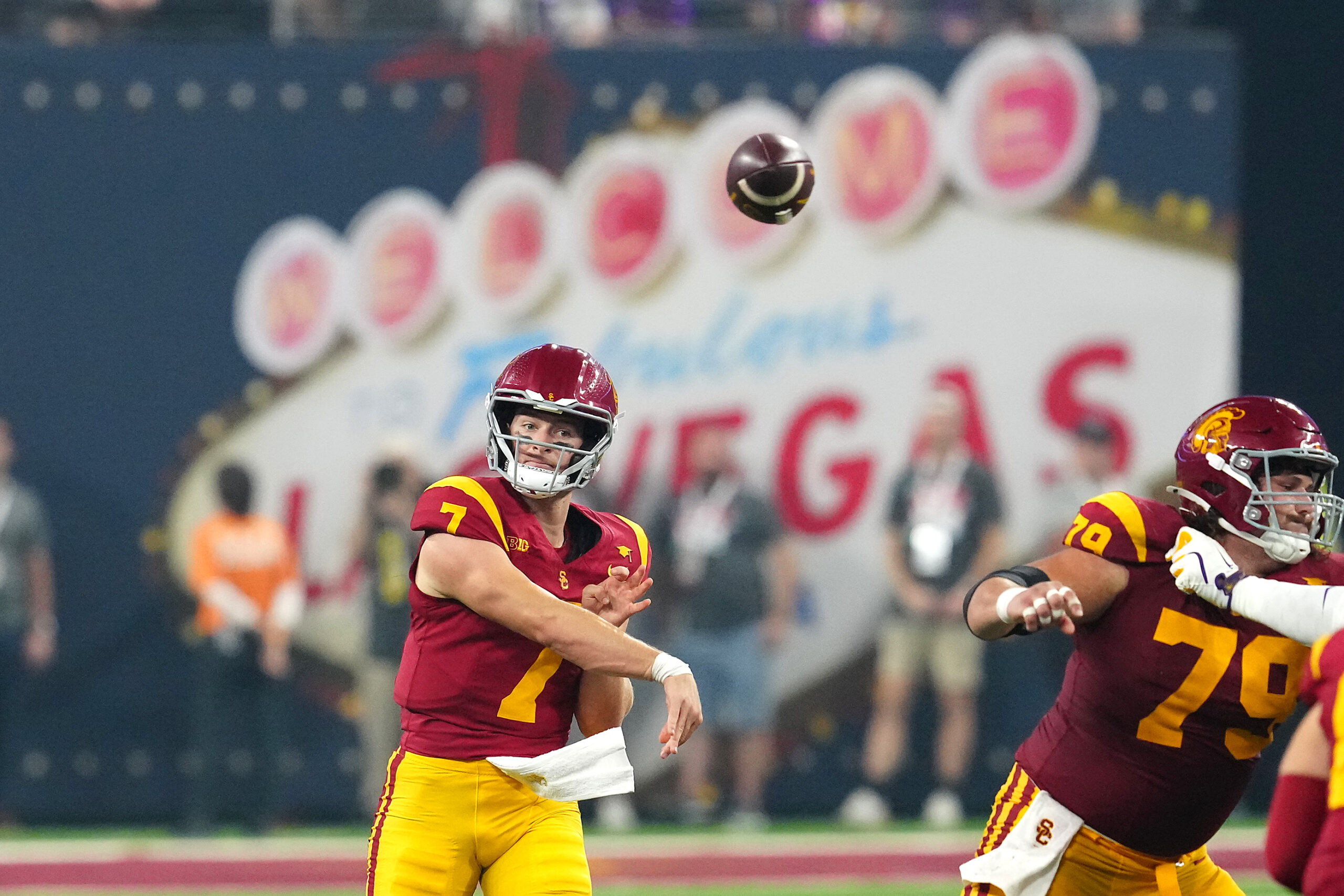 Miller Moss Honored After Electrifying Season-Opener Win 3 NCAA Football: Vegas Kickoff Classic-Southern California at Louisiana State | USC Football Quarterback Miller Moss