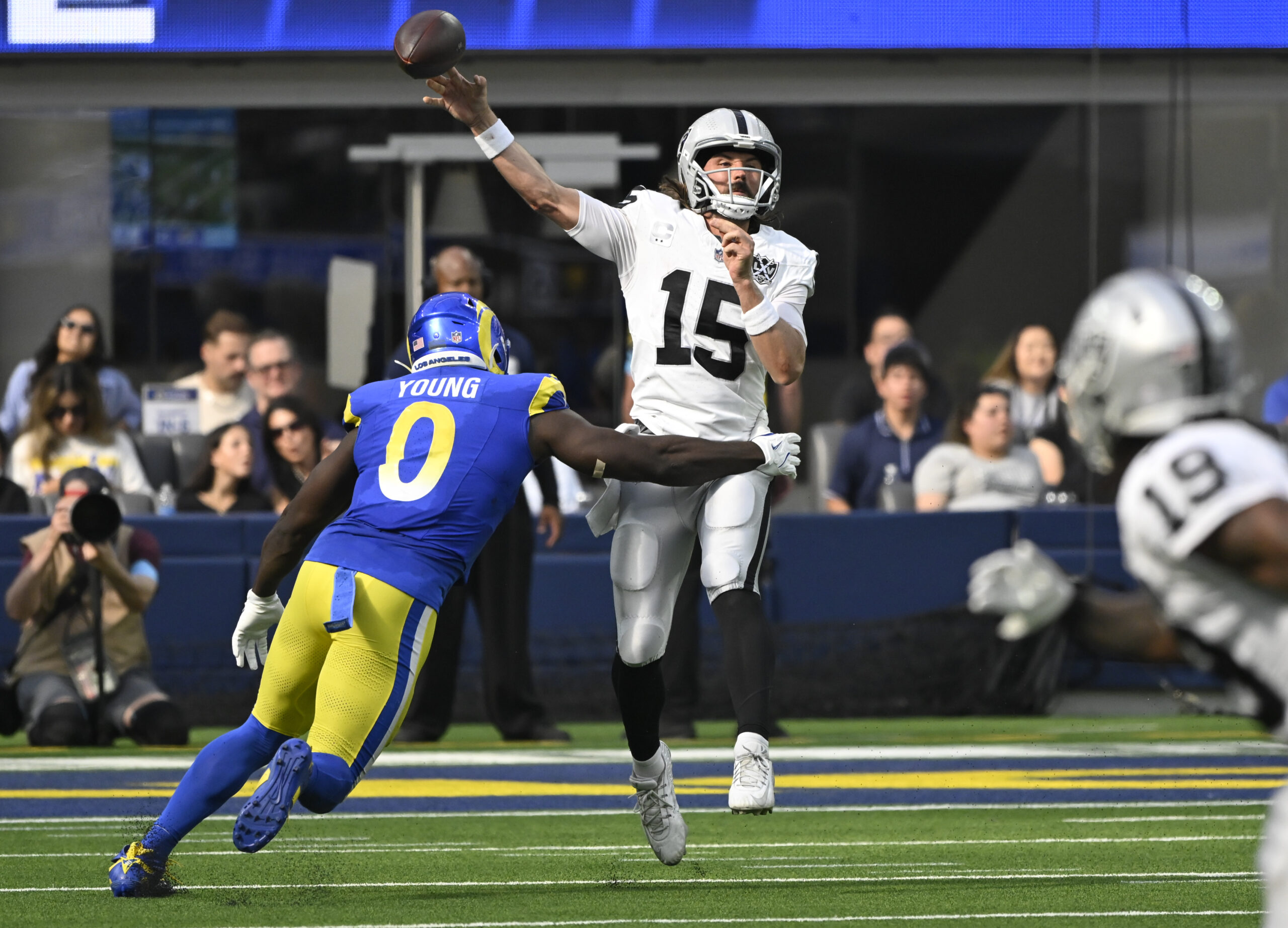 Rams Defender Fined For Controversial Penalty 4 NFL: Las Vegas Raiders at Los Angeles Rams