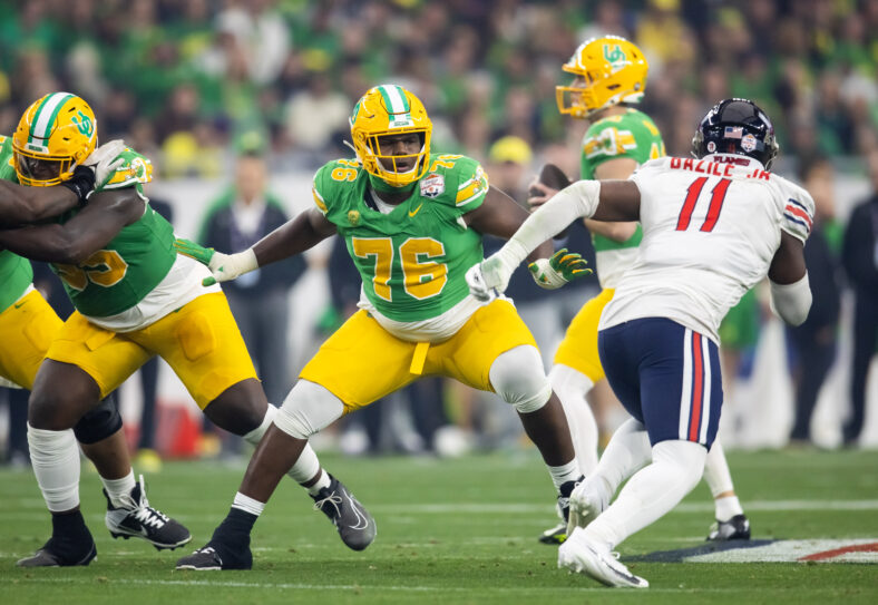 New 3-Round Mock Draft Sticks Los Angeles Rams With 1st Round OL And 3rd Round TE 3 NCAA Football: Fiesta Bowl-Liberty at Oregon