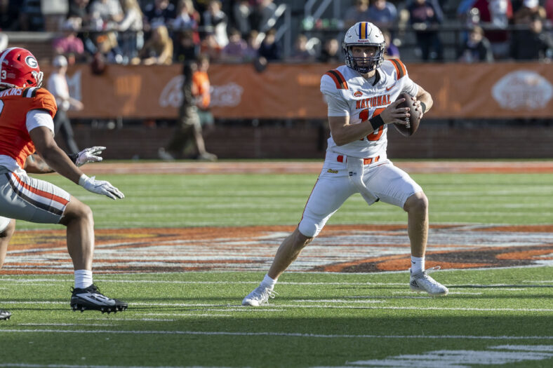 Los Angeles Rams Eyeing a Hidden Gem? Analyst Makes the Case for Senior Bowl QB 3 NCAA Football: Senior Bowl Los Angeles Rams Draft Prospect